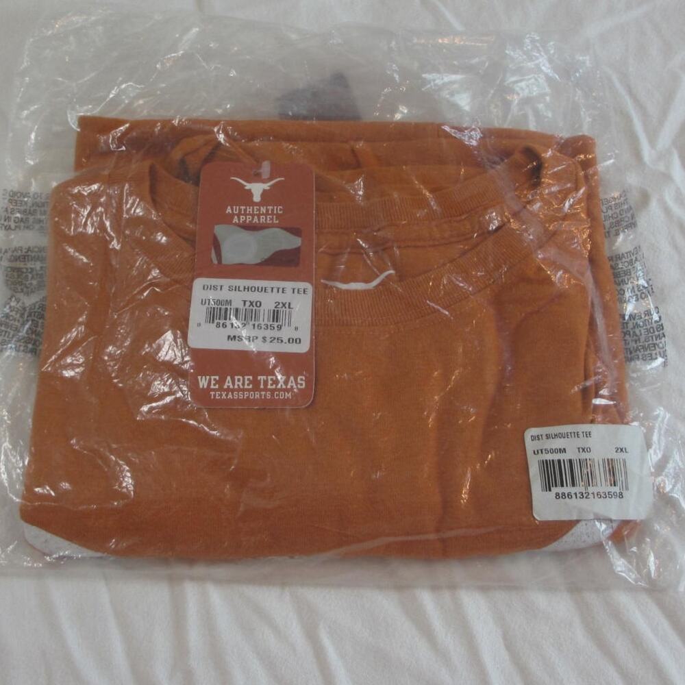 NWT Authentic Apparel Texas Longhorns Distressed Logo Tee XXL Burnt Orange NCAA